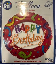 CTI 18 Round Shaped Red Foil Happy Birthday Balloon NEW