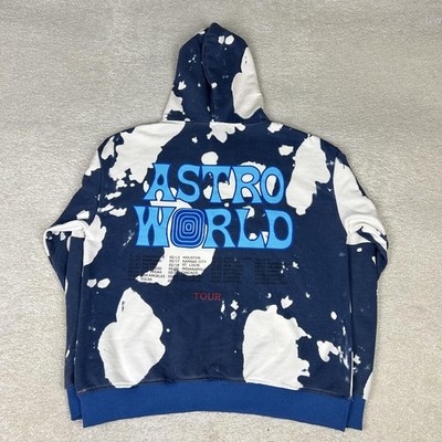 HBAT Hoodie Mens Large Blue Tie Dye Travis Scott Astroworld Tour Sweatshirt