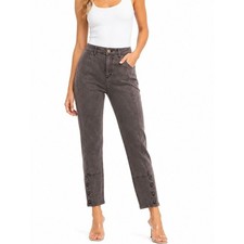 Anthropolgie Size 28 High-Rise Button Hem Charcoal Women's Jeans