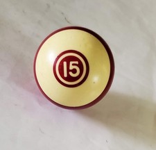 Vintage No 15 Billiard Pool Ball Standard 2 1/4  Number 15 Striped Maroon Nice