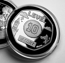 10th Birthday Silver Commemorative Coin & Capsule. Gift/Present. Retro/Gaming 10