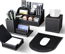 5PCS Desk Organizer and Accessories Set, Pu Leather Office Supplies with Multifu