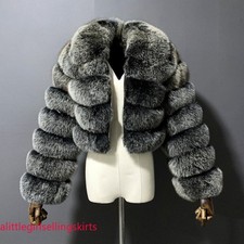Lady Faux Fur Crop Coat Shaggy Collar Short Jackets Zip Outwear Cardigans Luxury