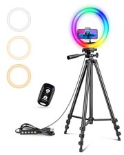 12" Ring Light with 50" Tripod Stand  Phone Holder, Dimmable Selfie 12in RGB