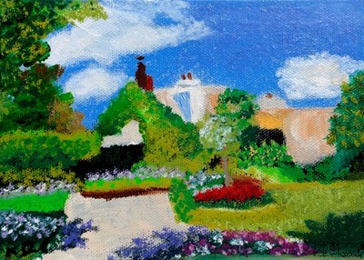 Thatched Cottage At Trouville-Rendition, 2026, Oil Pastel Painting, Artwork 