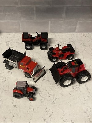Tonka & Other Truck Vehicles Lot: Red Tractors, ATVs,  Bulldozer USED AS-IS