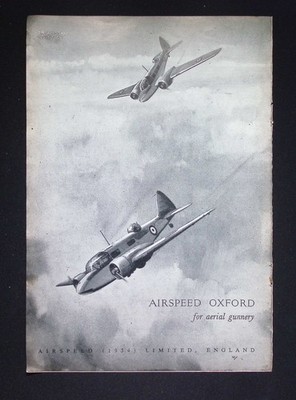 Original 1940 Werbung Airspeed Oxford Aerial Gunnery Flugzeug