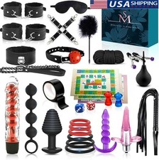 30PC Leather BDSM Bondage Kit for Couples SM Tool Plush quality kit