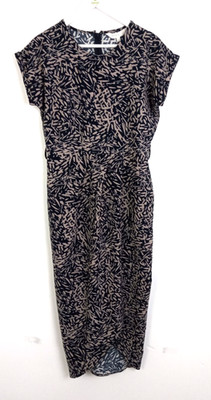Apricot Women's Abstract Print Crepe Wrap Dress Navy Mix Size M NWOT F2