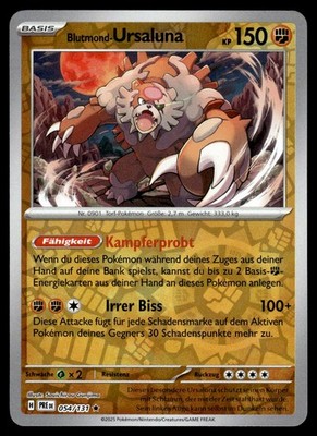 Blutmond Ursaluna 025/064 Shrouded Fable Reverse Holo NM Pokemon Karte Deutsch