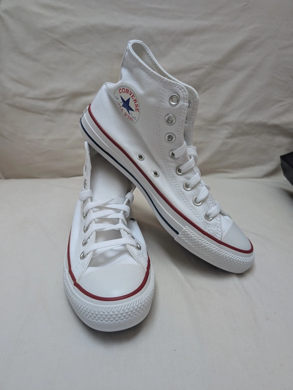 Sneakers alte Converse All Star unisex Chuck Taylor bianche taglia UK 7
