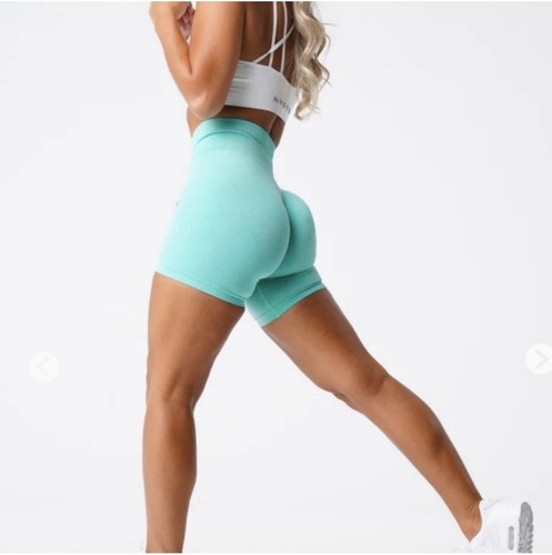 NVGTN teal Contour Seamless Shorts women's size medium Greenish Blue - Picture 2 of 5