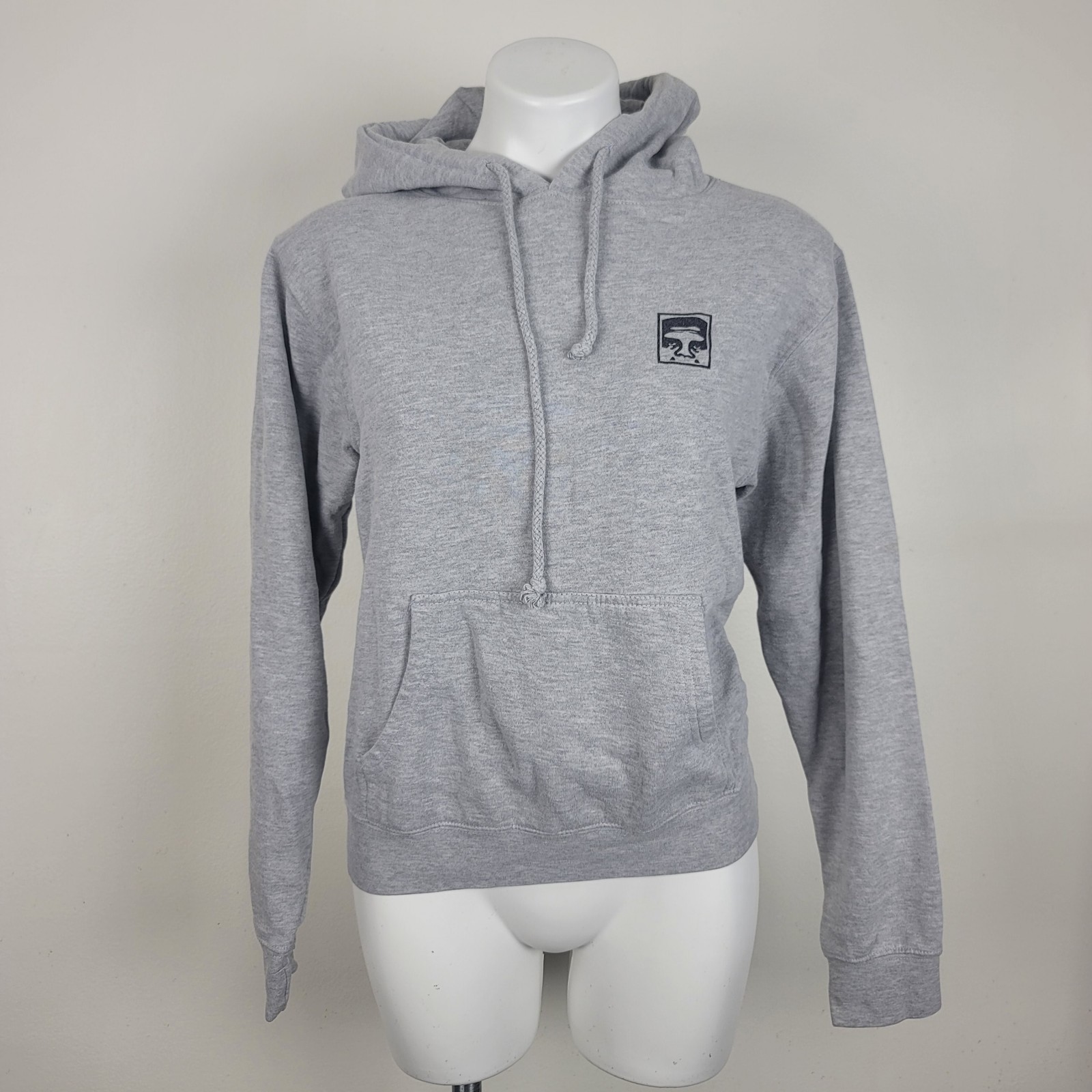 OBEY Grey Front Pocket Drawstring Pullover Women'… - image 1