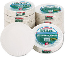White Paper Plates 9 Inch Diameter 100/Bag 10 Bags/Carton 1000 Total
