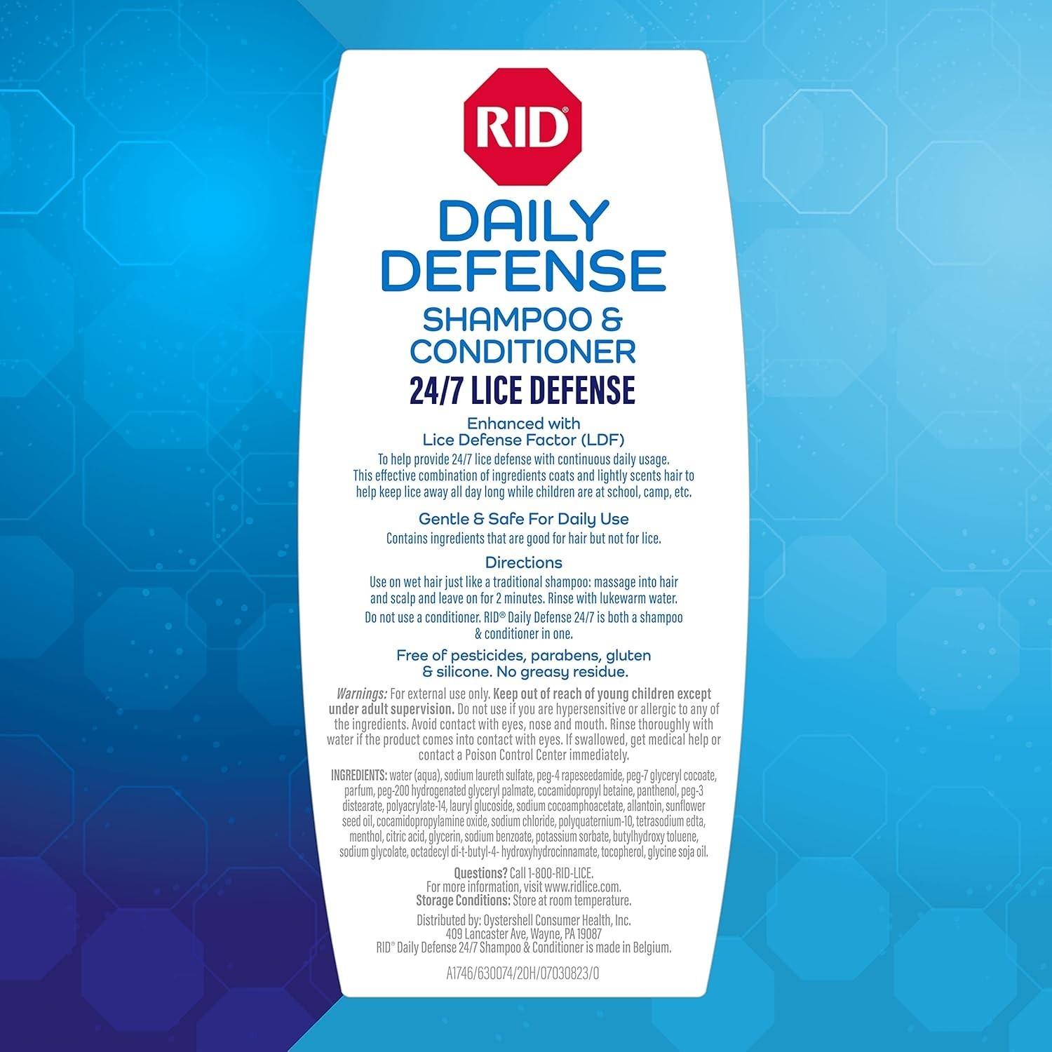 RID Daily Defense Shampoo Conditioner 10.1oz Lice Prevention and Hair Care