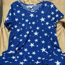 Lularoe Nightgown Blue with White Stars Womens Large