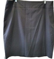 Liz Claiborne Black Pinstripe Lined Pencil Skirt Size 16 Side Zip Office Wear