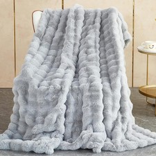 Image of SHANNA Soft Warm Rabbit Plush Fleece Blankets Thick 1000 GSM Throws for Sofa La