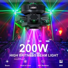 200W RGBW 6 Arms Rotate Laser Light DJ Stage Effect Party Club Gobo Disco Lights