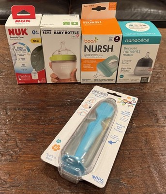 Lot Of 4 NIB Baby Bottles Slow Flow 0-3 Mo. Plus Diaper Cream Brush
