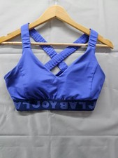 JoyLab Sports Bra Blue Criss Cross Back Logo Band Small