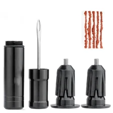 Black Bicycle Vacuum Tire Repair Tool Emergency Plug Kit With Adhesive Strips