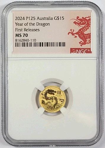 2024 P Australia 15 Dollars 1/10oz Gold Year Of The Dragon 1st Releases NGC MS70
