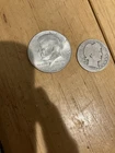 1x 1964 Kennedy half & Barber quarter