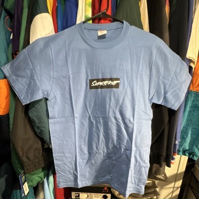 Supreme Men's Blue Graphic Logo T-Shirt Small Pre-Shrunk Cotton
