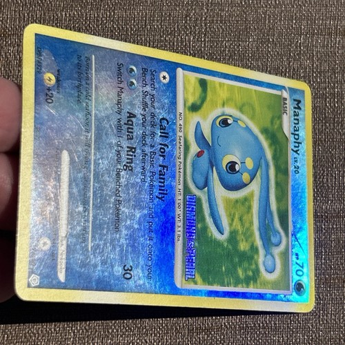 Manaphy 9/130 Diamond & Pearl Reverse Holo Stamped Pokemon Card Damaged HP - Picture 5 of 9