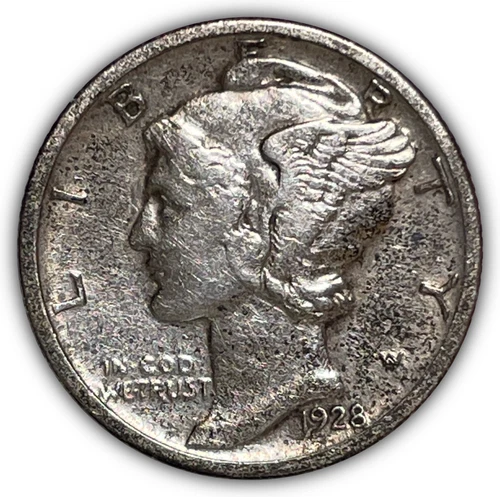 1928-D Mercury Silver Dime Extremely Fine XF Coin #25086