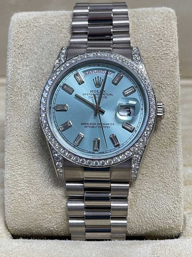 Rolex Day Date President 36 118389 White Gold Ice Blue Diamond...