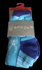 Spyder Ski Socks Women's Girl's Blue Size Small Shoe 4-6.5 Peak Performance