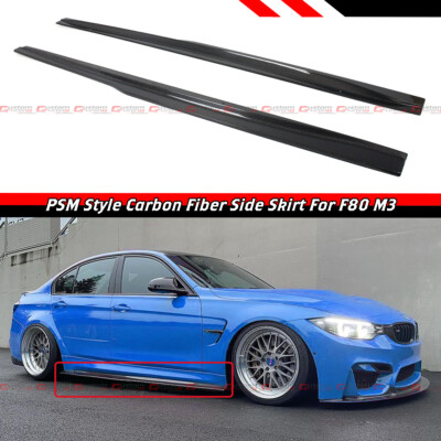 For 2015-2019 BMW F80 F81 M3 PSM Style Carbon Fiber Side Skirt Extension Panels