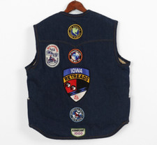 Vintage 70s 80s BMW Motorcycle Jacket Men's Denim Sherpa Patches Vest Size Large