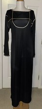 Vintage Beatrix Saint Lamont Paris lounge Dress Black Gold Trim