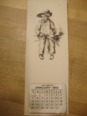 T-113 アンティーク絵 アート 絵画 広告カレンダー 1918年紙もの