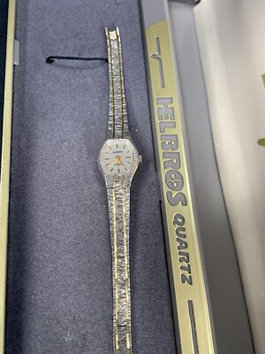 Vtg HELBROS V238 Quartz S Women's Watch Elegant Gold & Silver Tone