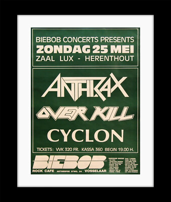 ANTHRAX Overkill Cyclon Thrash Metal PUNK  Vintage style Framed Poster Print 