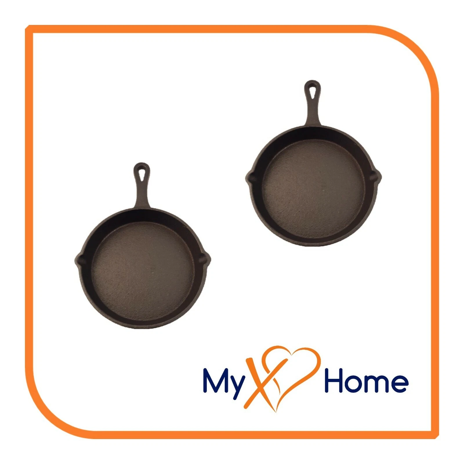 6" Round Cast Iron Frying Pan / Skillet with Handle (2 Skillets) by MyXOHome