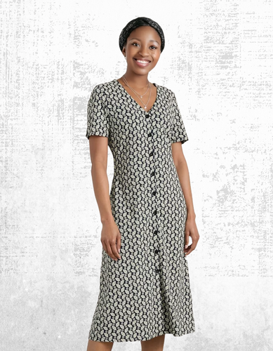 Ex Seasalt Women’s SS Cotton Tea Dress in Navy Seaside Foliage - Picture 2 of 8