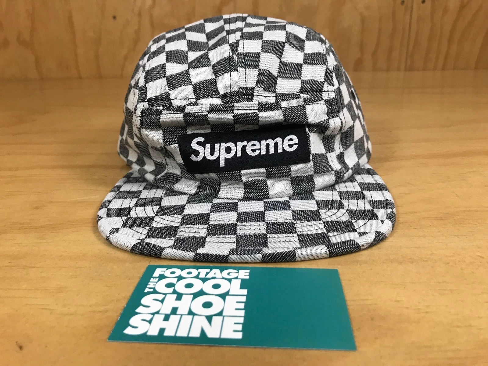SUPREME LOGO CHECKERBOARD CAMP CAP SPRING SUMMER 2018 SS18 BLACK WHITE BOGO NEW