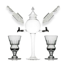 Zestaw absyntu - Szklana perła Bańka Fontanna Kropper z 2 wylewkami, Absynt Dr...