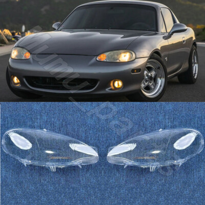 Crystal Clear Headlight Lens Cover Protector For 1998-2000 Mazda MX-5 Miata (1 Pair)