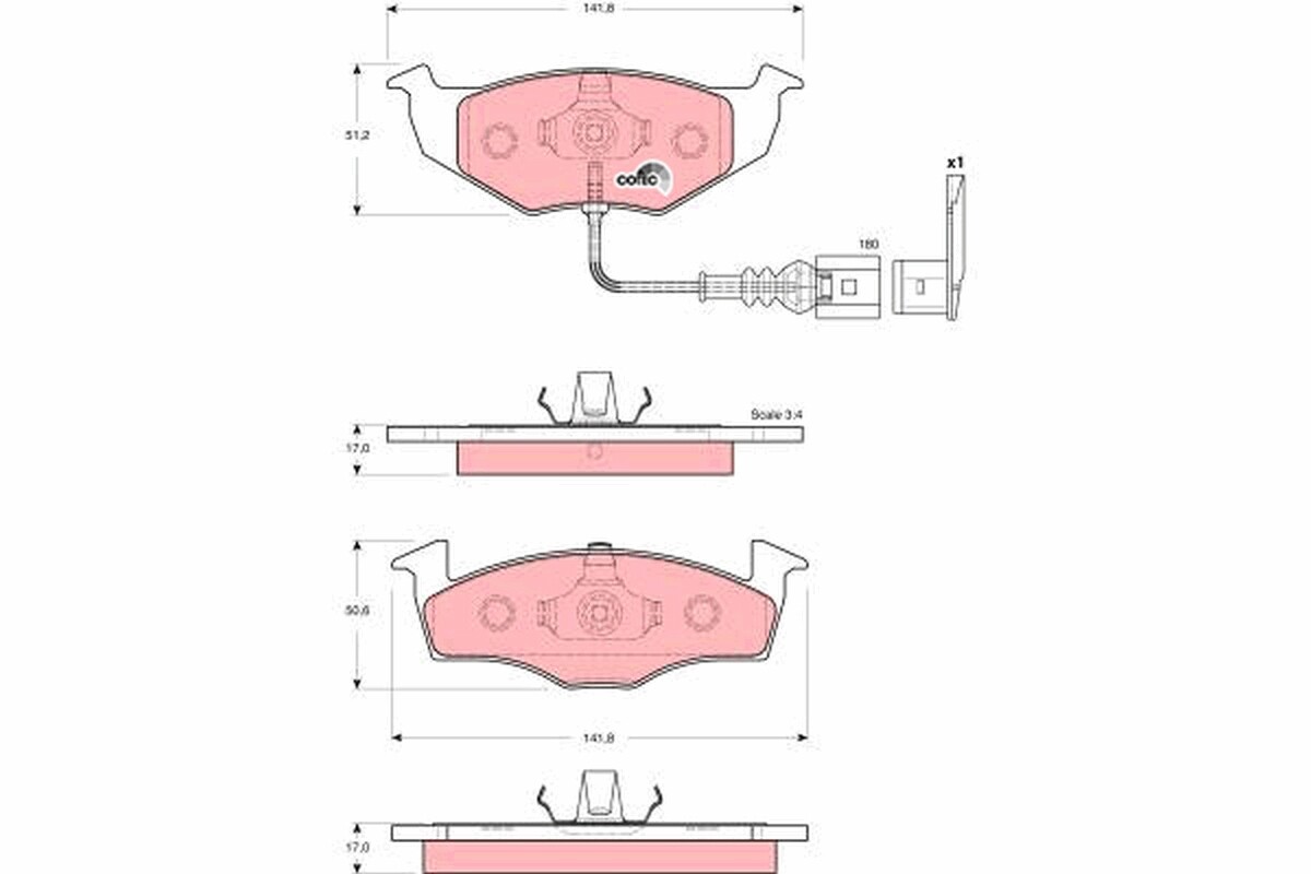 GDB1586 TRW Brake Pad Set, disc brake for SKODA,VW