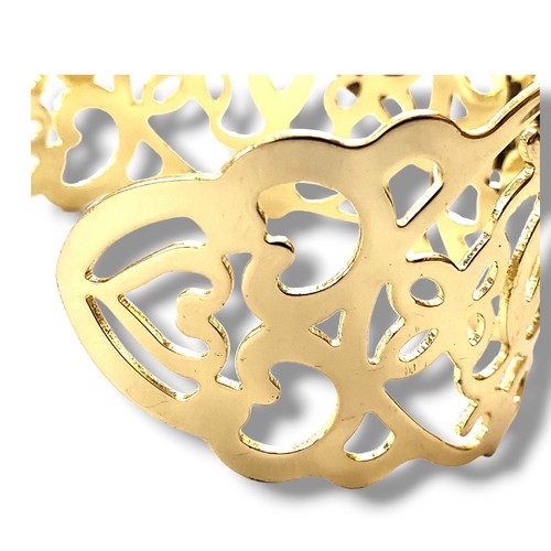 Vintage goldfarbenes Breitband offener filigraner Stil einzigartig gestaltetes Manschettenarmband - Bild 8 von 12