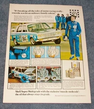 1973 Shell Super Multigrade Oil Vintage Ad with Bernard Unett Hillman Avenger