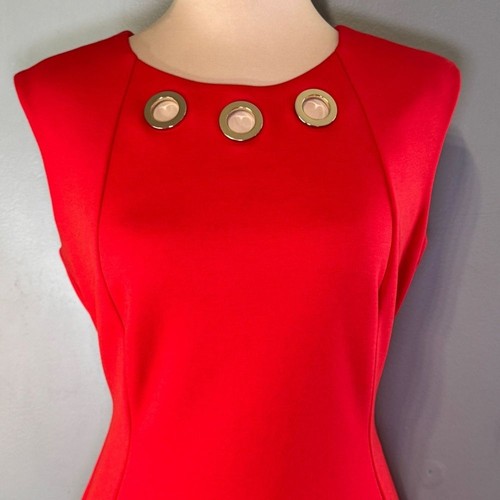 Calvin Klein Women's Red Embellished Scuba Sheath Pencil Dress Size 8 - Picture 2 of 11