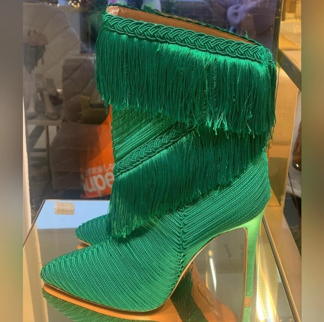Aquazzura fringe heeled boots - Green