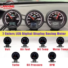 7 Colors LCD Digital Display Turbo Boost Water Temp Volt Oil Press Racing Meter